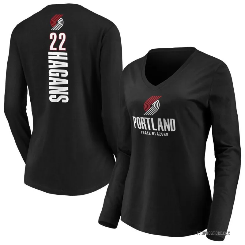 Ashton Hagans Women's Black Portland Trail Blazers Backer Long Sleeve T-Shirt