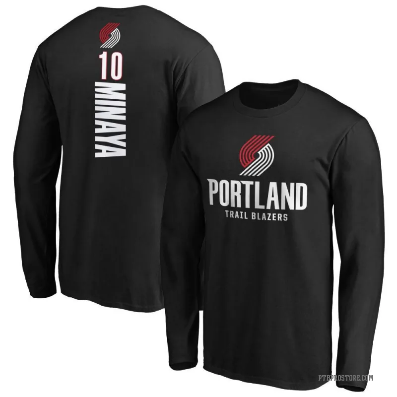 Justin Minaya Men's Black Portland Trail Blazers Backer Long Sleeve T-Shirt