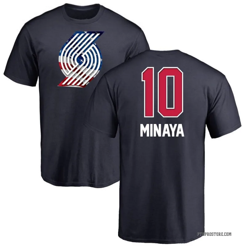 Justin Minaya Men's Navy Portland Trail Blazers Name and Number Banner Wave T-Shirt